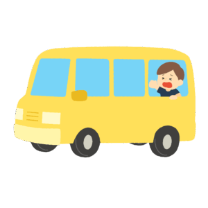 取り残された子ども（幼稚園バス）の無料イラスト素材