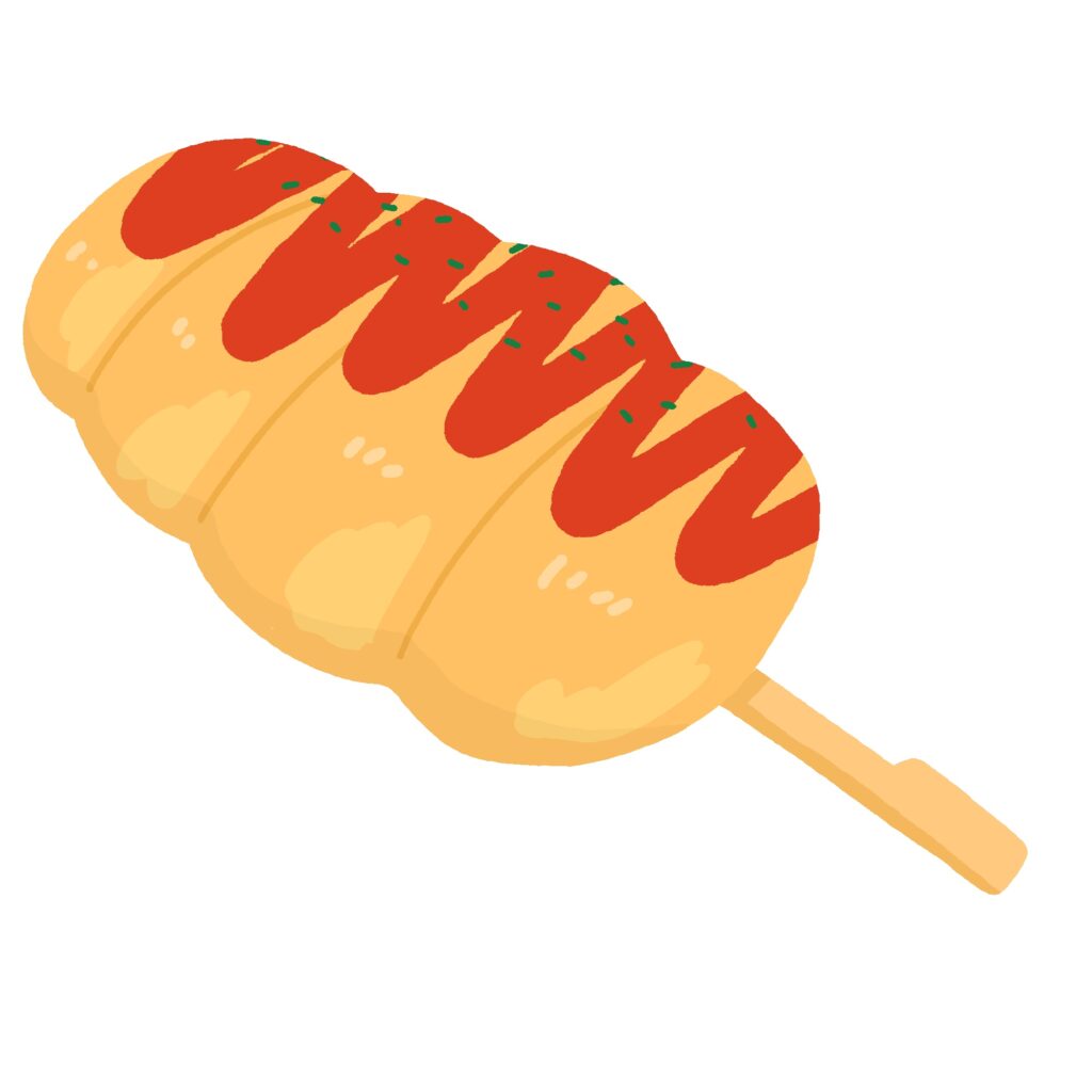 clip art of frankfurter bun with stick