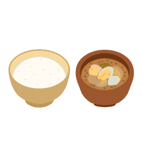 味噌汁とご飯の無料イラスト素材