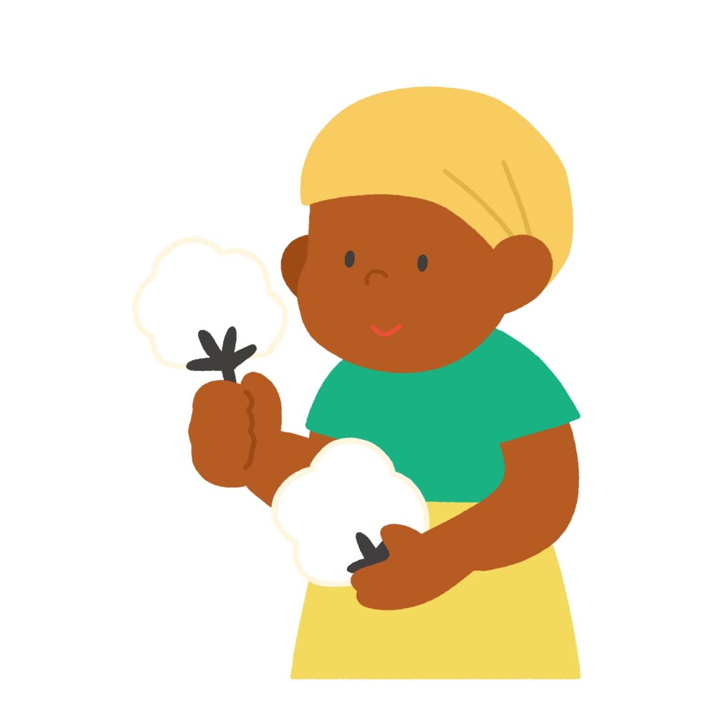 綿花摘み・綿花畑で働く女性の無料イラスト素材