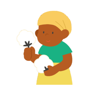 綿花摘み・綿花畑で働く女性の無料イラスト素材