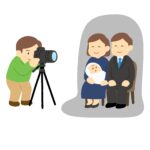 記念写真を撮るカメラマンの無料イラスト素材