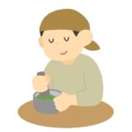 漢方薬を煎じる人の無料イラスト素材