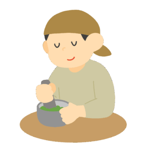 漢方薬を煎じる人の無料イラスト素材