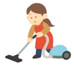 掃除機をかける人の無料イラスト素材