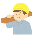 木材を運ぶ大工さんの無料イラスト素材