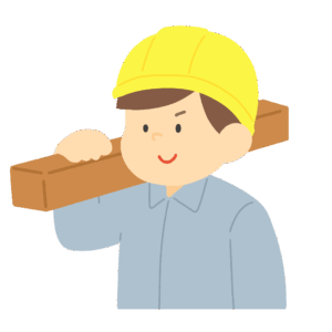 木材を運ぶ大工さんの無料イラスト素材