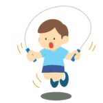 縄跳びをする男の子の無料イラスト素材