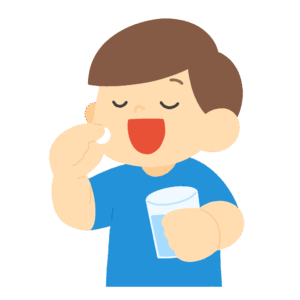 薬を飲む人の無料イラスト素材