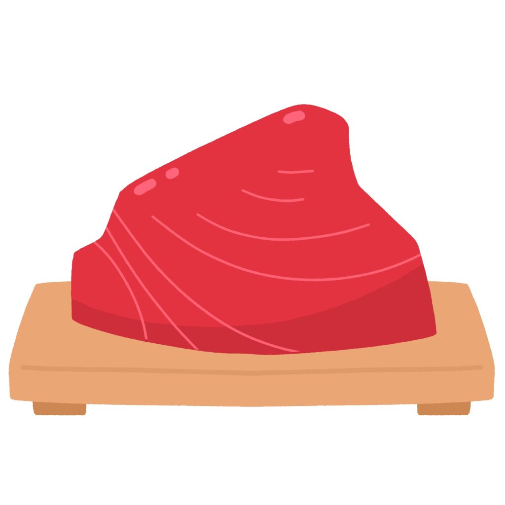 まぐろ（マグロ）の赤身切り身の無料イラスト素材