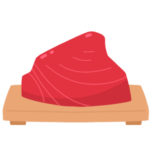 まぐろ（マグロ）の赤身切り身の無料イラスト素材