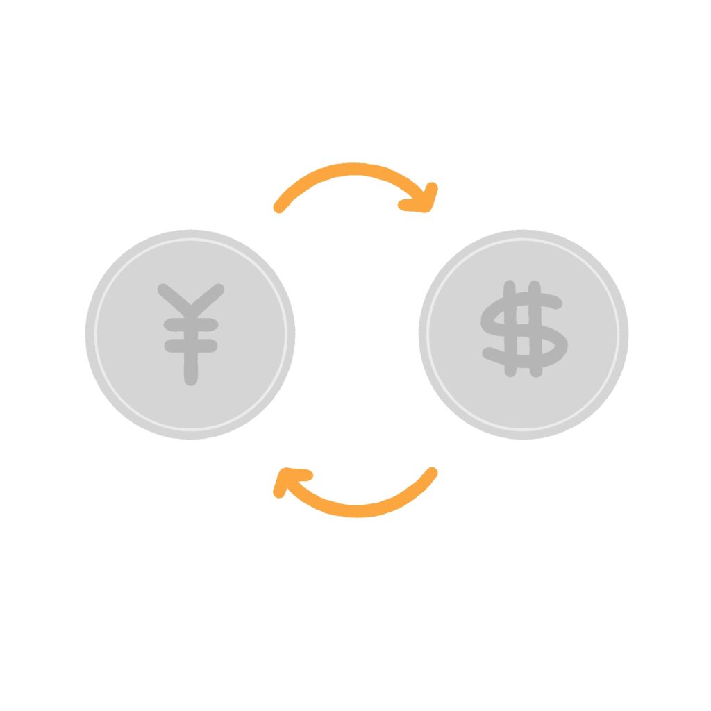 外貨両替の無料イラスト素材