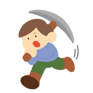 つるはしで作業する人の無料イラスト素材