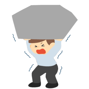 重い荷物を支える人の無料イラスト素材