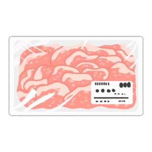 豚小間肉（パック入り）の無料イラスト素材