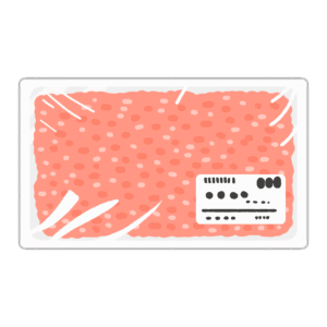 トレーに入った豚ひき肉の無料イラスト素材