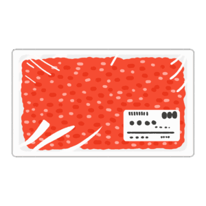 トレーに入った牛ひき肉（ミンチ）の無料イラスト素材