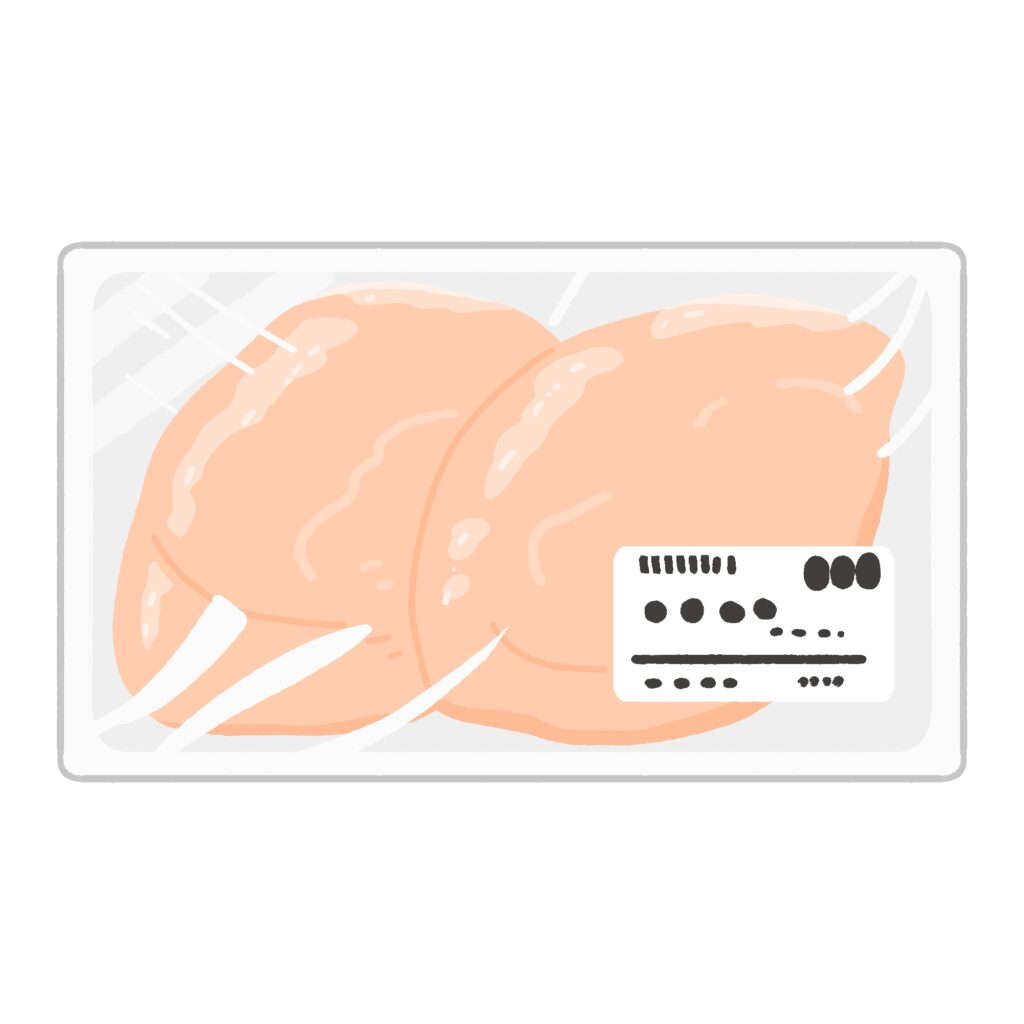 鶏むね肉（パック入り）の無料イラスト素材