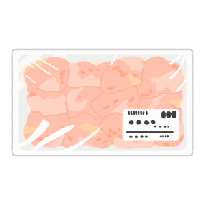 唐揚げ用鶏肉（トレー入り）の無料イラスト素材