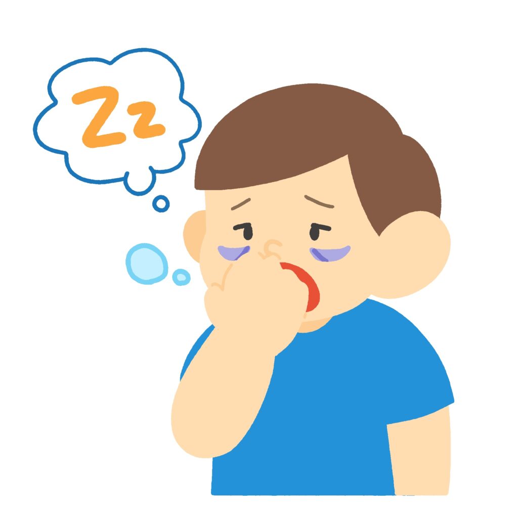 あくびをする人の無料イラスト素材