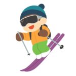 バックカントリースキーをする人の無料イラスト素材