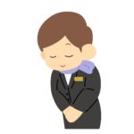 客室添乗員(キャビンアテンダント・CA)がお辞儀をするイラスト無料素材