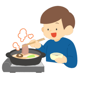 しゃぶしゃぶを食べる人の無料イラスト素材