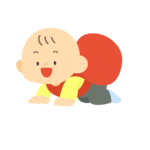 一升餅を背負う赤ちゃんの無料イラスト素材