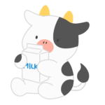 牛乳パックを持った牛の無料イラスト素材