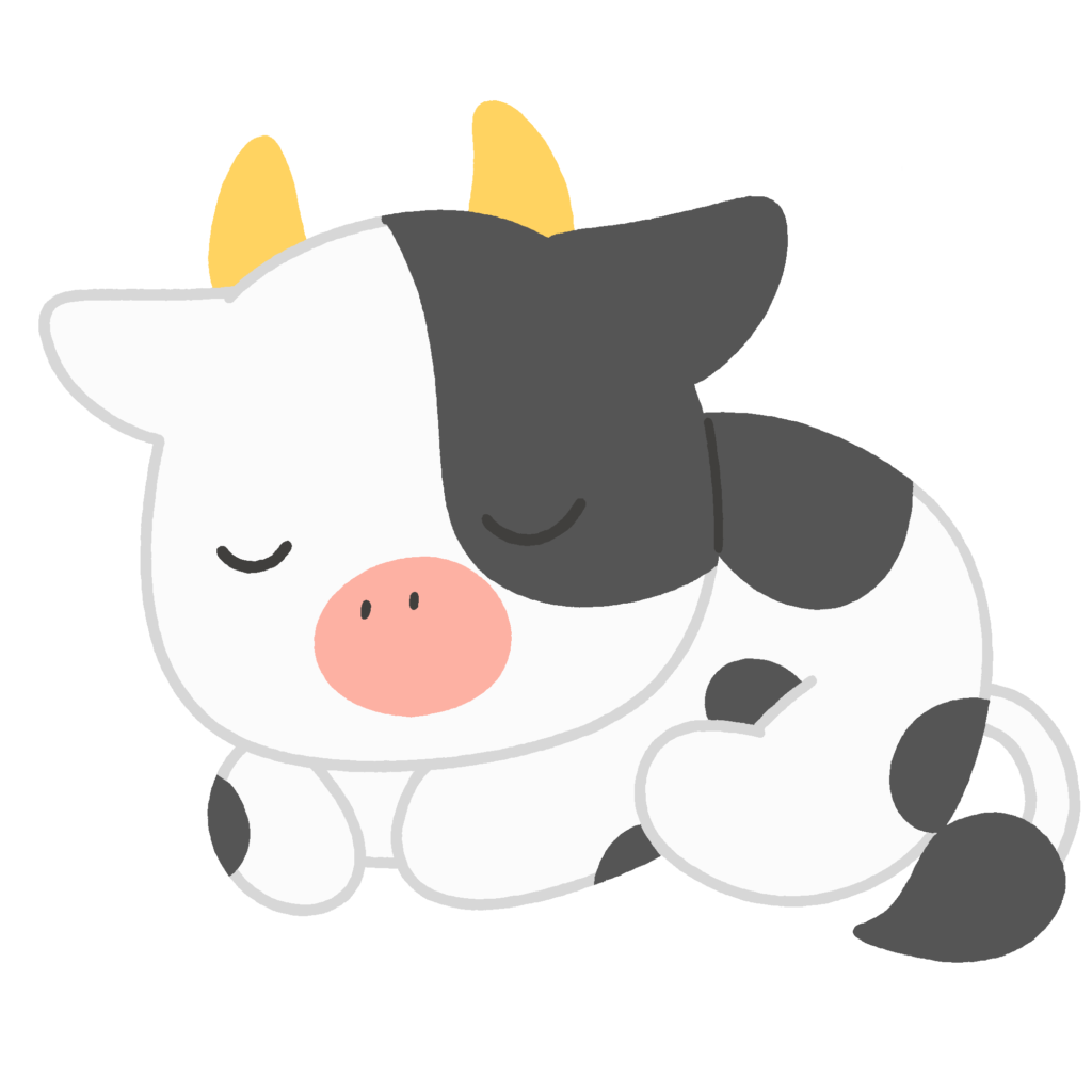 眠る牛の無料イラスト素材