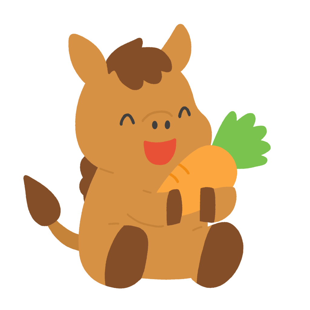 ニンジンを持った馬の無料イラスト素材