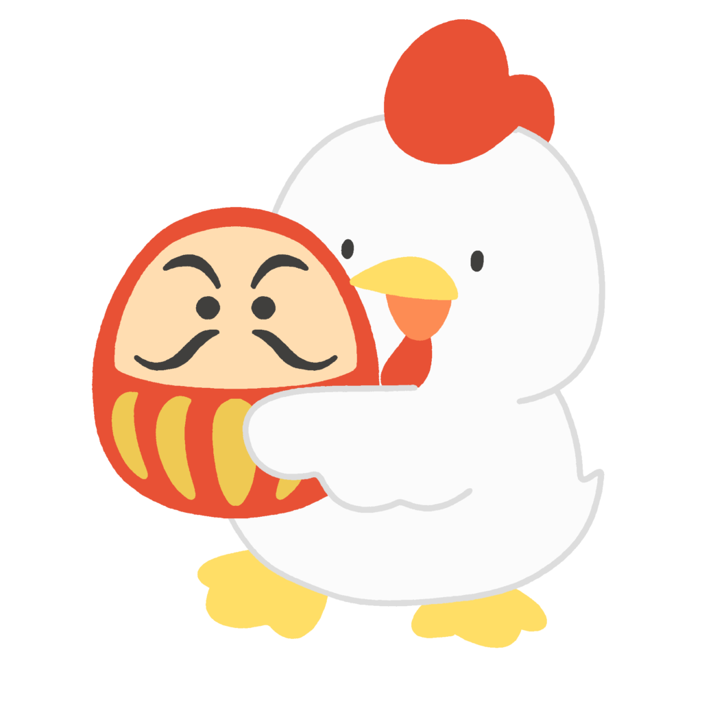 だるまを持った酉の無料イラスト素材