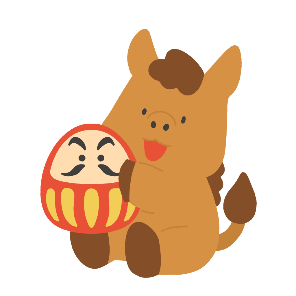 だるまを持った馬のイラスト素材