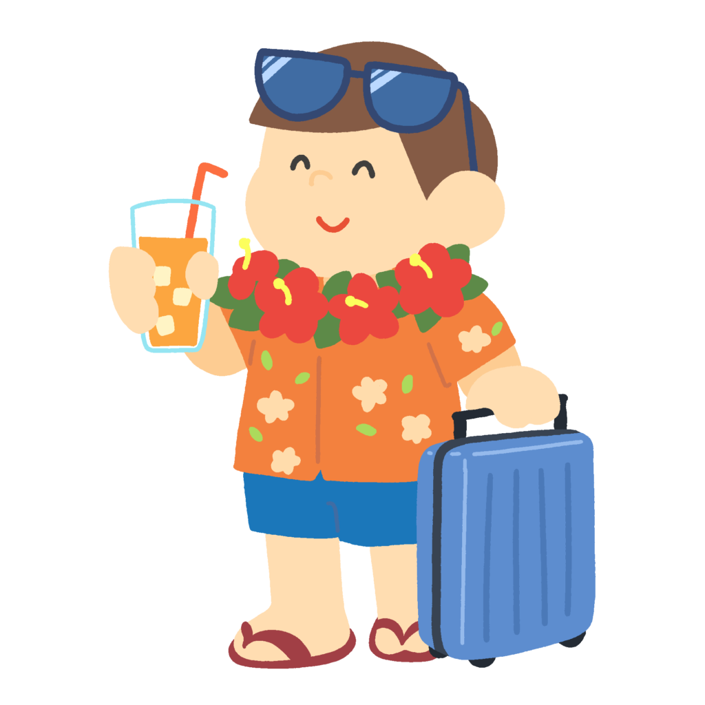 バカンスを楽しむ男性の無料イラスト素材