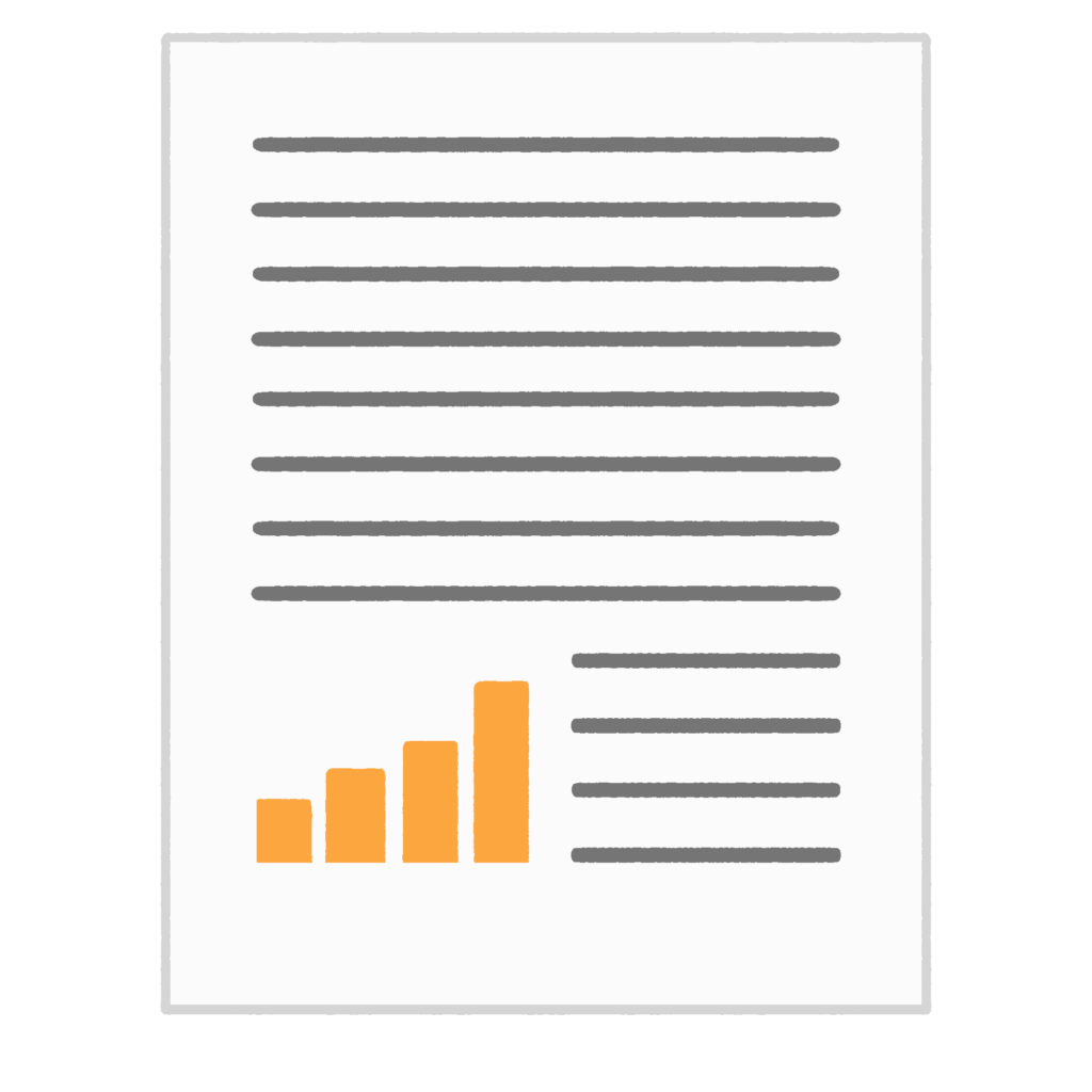 ビジネス書類（グラフ入り）の無料イラスト素材