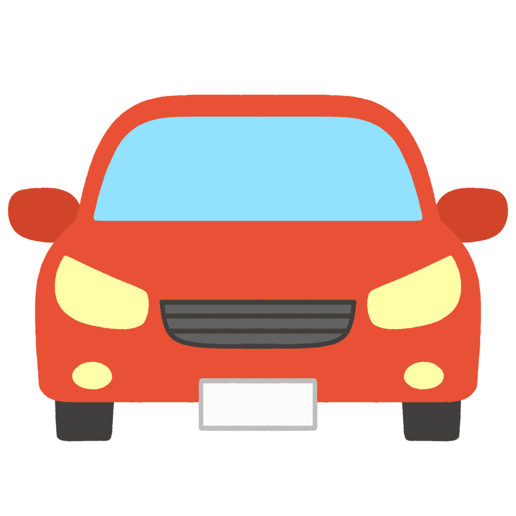 赤色の自動車・正面の無料イラスト素材