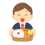 お弁当を持つ男性の無料イラスト素材