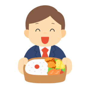 お弁当を持つ男性の無料イラスト素材