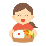 手作り弁当を見せる女性の無料イラスト素材