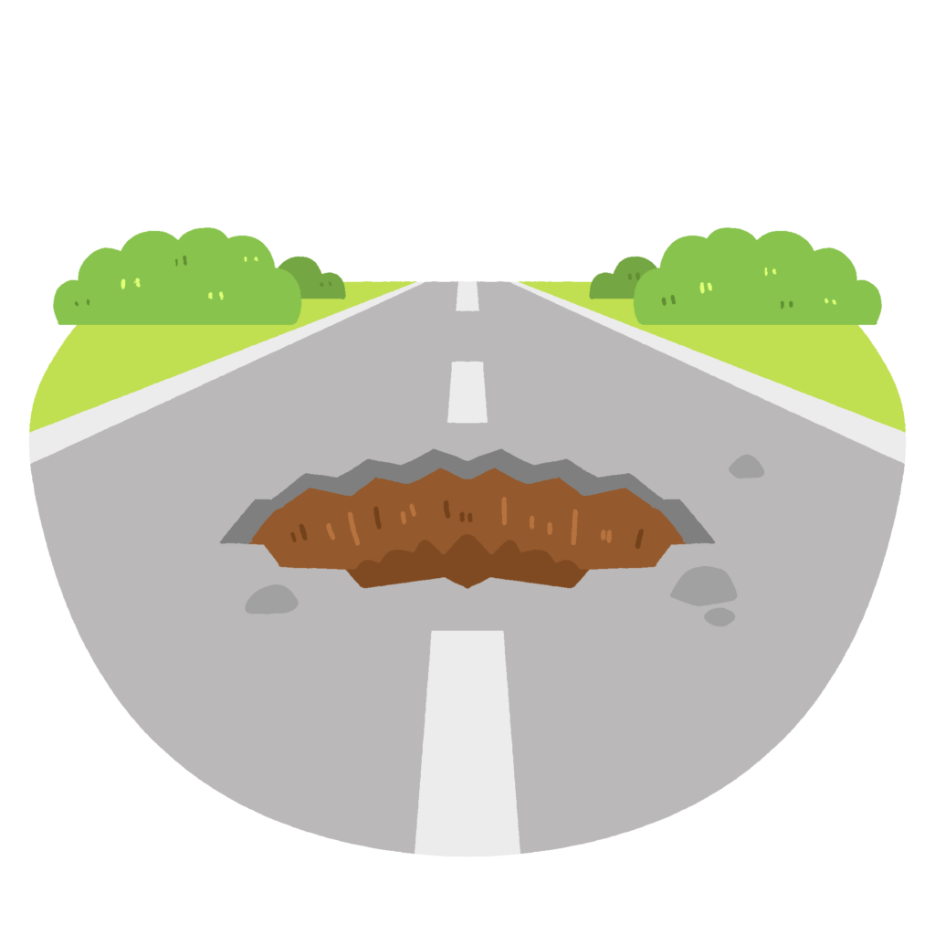 道路の陥没・穴の無料イラスト素材
