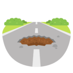 道路の陥没・穴の無料イラスト素材