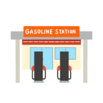 ガソリンスタンド（給油所・GS）の無料イラスト素材