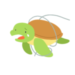 釣り糸が絡まったウミガメ（海洋汚染）の無料イラスト素材