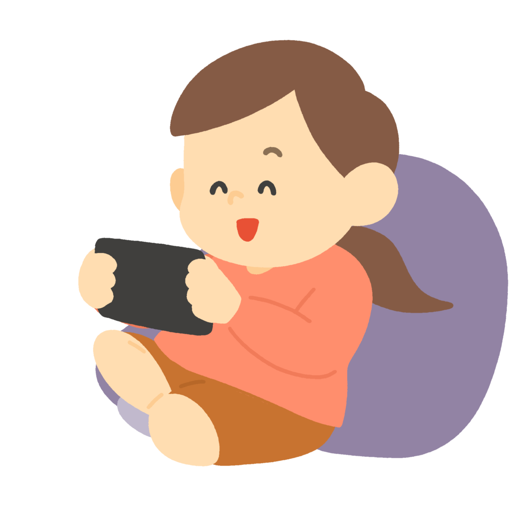 ゲームをする女の子の無料イラスト素材