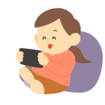 ゲームをする女の子の無料イラスト素材