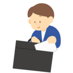 clip art of man taking out papers from a gineth bag-illpop.com