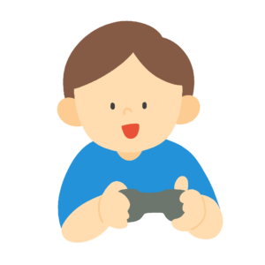 ゲームで遊ぶ男の子の無料イラスト素材