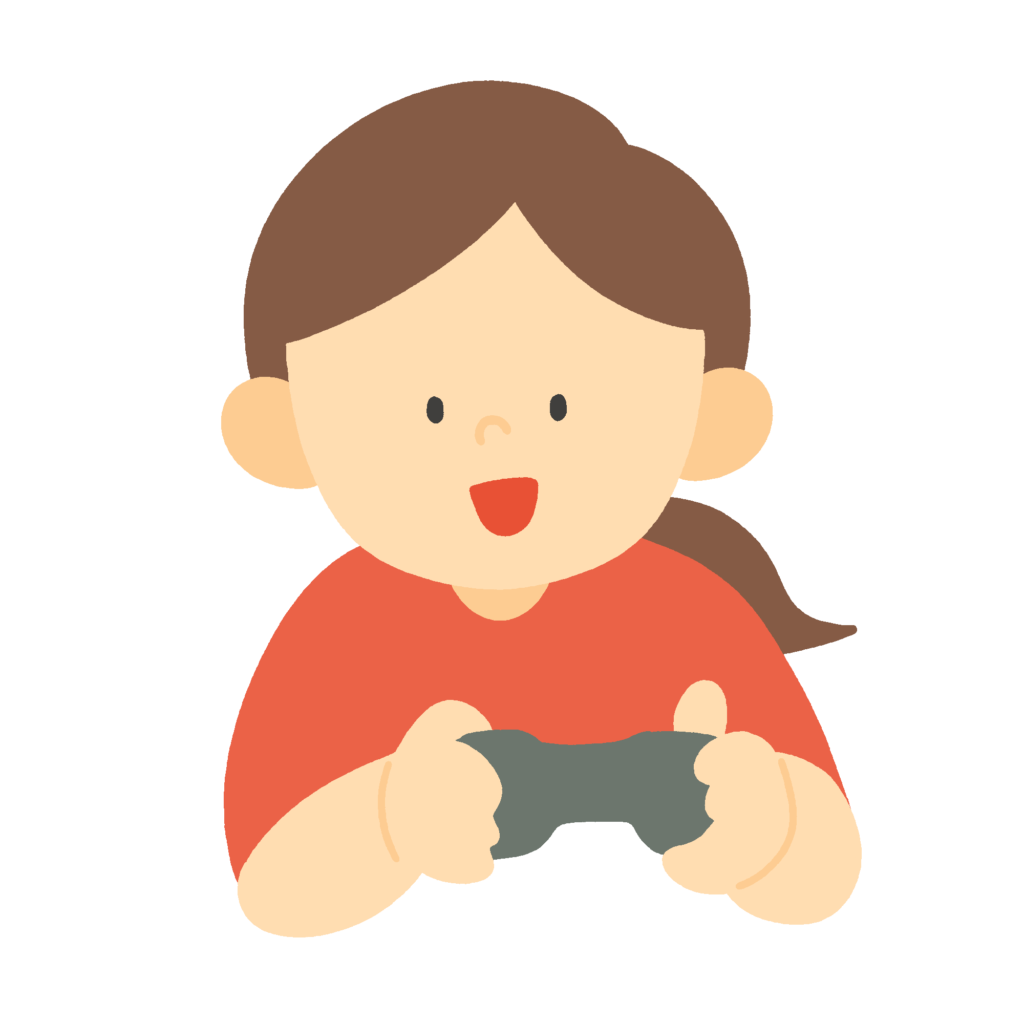 ゲームで遊ぶ女の子の無料イラスト素材