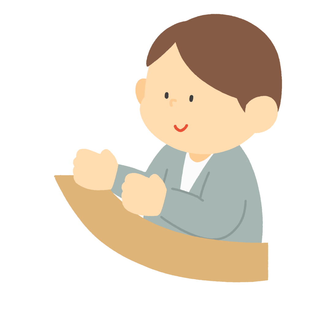 窓口で受付をする男性の無料イラスト素材