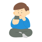 真剣な顔でスマホを操作する人の無料イラスト素材